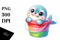 Colorful Cute Baby Harp Seal Bucket Splash Product Image 1