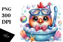 Adorable Baby Rooster at Bath PNG Product Image 1