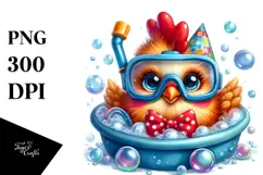 Adorable Baby Rooster at Bath PNG Product Image 1