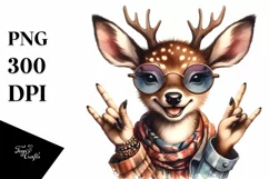 Funny Deer Portrait Rocker Sign | Sublimation Clipart Product Image 1