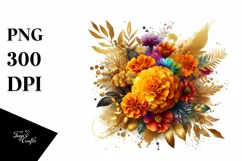 Vibrant Abstract Bouquet Gold Foil | Clipart Product Image 3