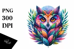 Abstract Vibrant Owl PNG Product Image 1
