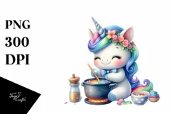 Pastel Baby Unicorn Cooking Rainbow | Sublimation | Clipart Product Image 1