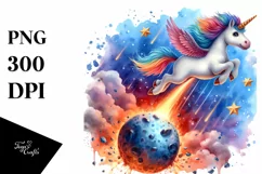 Colorful Baby Unicorn Diving | Clipart Product Image 1