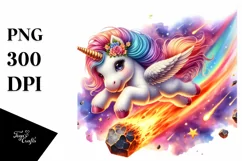 Baby Unicorn Diving Meteor | Sublimation Clipart Product Image 3