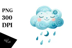 Whimsical Cloud, Watercolor PNG Product Image 1