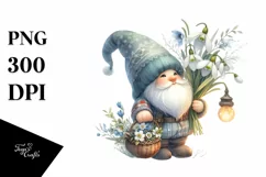 Detailed Gnome Snowdrop Flower | Sublimation | Clipart Product Image 1