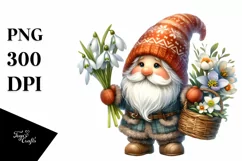 Detailed Gnome Snowdrop Flower | Sublimation | Clipart Product Image 1