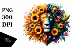 Vibrant Sunflower Lion PNG Product Image 3