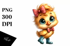 Bow Baby Chicken Watercolor | Clipart Product Image 1
