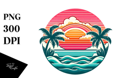 Retro Tropical Rainbow Sunset Clipart Product Image 1