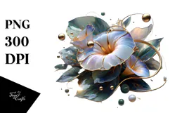 Glossy Morning Glory Watercolor Splash PNG Product Image 1