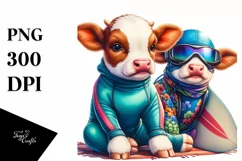 Colorful Baby Cow in Surfer's Wetsuit Product Image 3