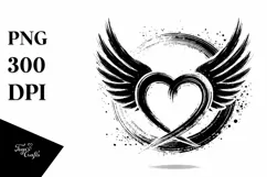 Simple Paintbrush Style Heart with Wings PNG Product Image 1