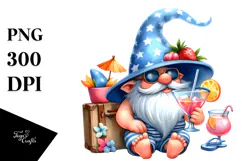 Colorful Gnome with Cocktail PNG Product Image 1