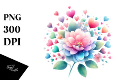 Colorful Simple Flower with Heart Petals PNG Product Image 1