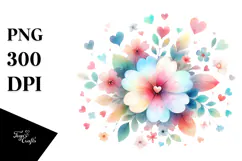 Colorful Simple Flower with Heart Petals PNG Product Image 1