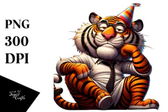 Serious Cartoon Tiger PNG Product Image 1
