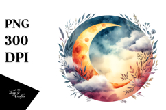 Boho Moon Foliage Clouds | Clipart Product Image 1