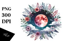 Boho Moon Foliage Clouds | Clipart Product Image 1