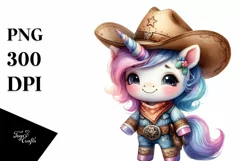 Cute Baby Unicorn Cowboy PNG Product Image 3