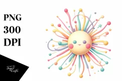 Watercolor Sun Pastel Whimsical Sublimation Clipart Product Image 1