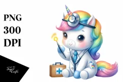 Cute Unicorn Doctor Rainbow Clipart Product Image 3