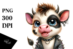 Cute Baby Cow with Punk Look PNG Product Image 1