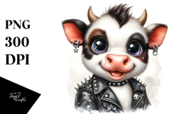 Energetic Cow with Cool Haircut PNG Product Image 1