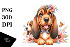 Cute Bloodhound with Big Eyes PNG Product Image 1