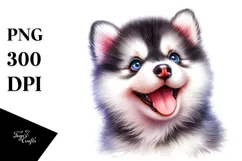 Cute Baby Siberian Husky PNG Product Image 1