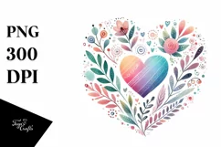 Colorful Boho Valentines Heart PNG Product Image 1