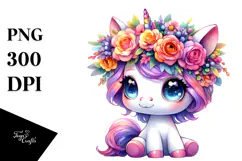 Sitting Baby Unicorn, PNG Product Image 1