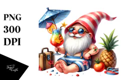 Whimsical Gnome Drinking a Cocktail, PNG Product Image 1