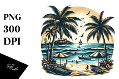 Vintage Tropical Beach Tree Chairs Design Product Image 1