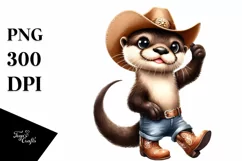 Otter With Big Eyes and Cowboy Boots | Summer Clipart Product Image 1