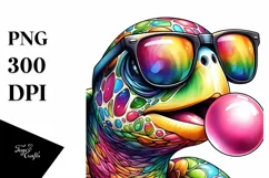 Quirky Turtle Portrait with Sunglasses | Clipart Product Image 1