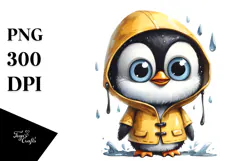 Goofy Penguin in Raincoat PNG Product Image 1