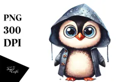 Goofy Penguin in Raincoat PNG Product Image 1
