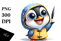 Expressive Raincoat Penguin Goofy Smile Caricature-like Product Image 1