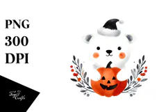 Halloween Polar Bear Watercolor, Transparent PNG Product Image 1