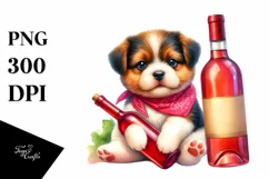 Funny Cute Puppy Wine Bottle Clipart Product Image 3