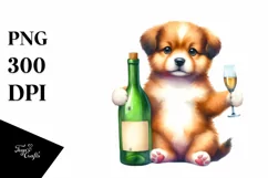 Funny Cute Puppy Wine Bottle Clipart Product Image 3