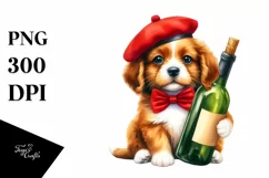 Funny Cute Puppy Wine Bottle Clipart Product Image 1