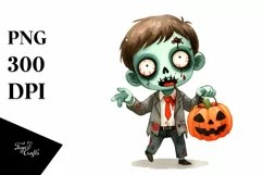 Simple Funny Zombie Halloween PNG Product Image 1