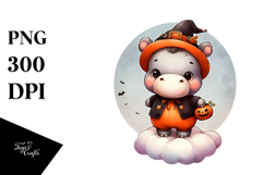 Cute Baby Hippo on Cloud PNG Product Image 1