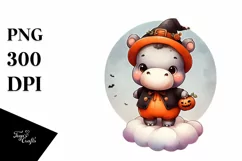 Cute Baby Hippo on Cloud PNG Product Image 3