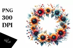 Colorful Whreath Abstract | Watercolor Clipart Product Image 1