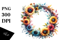 Colorful Whreath Abstract | Watercolor Clipart Product Image 1