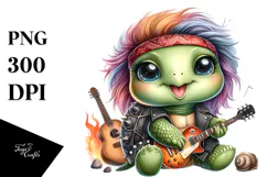 Energetic Baby Turtle with Rocker Look PNG Product Image 1